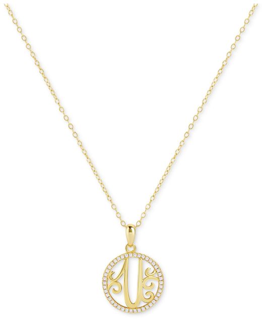 Giani Bernini Metallic Cubic Zirconia Pave Monogram U Pendant 18" Necklace