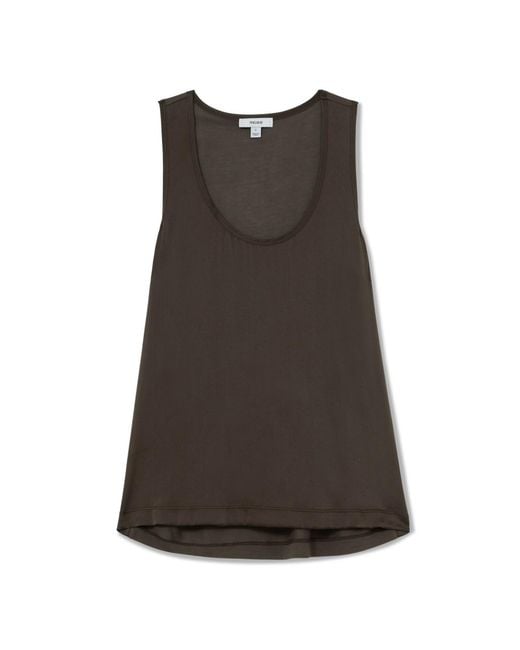 Reiss Black Ruby Silk-front Cami Top