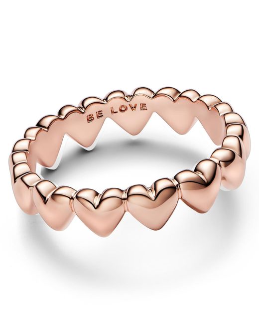 Pandora Pink 14k Rose Gold-plated Row Of Hearts Ring