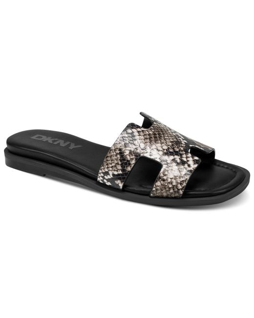 DKNY Black Columba Slide Flat Sandals