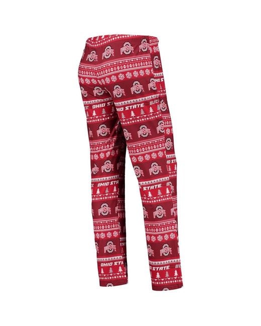 Concepts Sport Red 2-piece Ohio State Buckeyes Holiday Long Sleeve Top And Pants Sleep Set