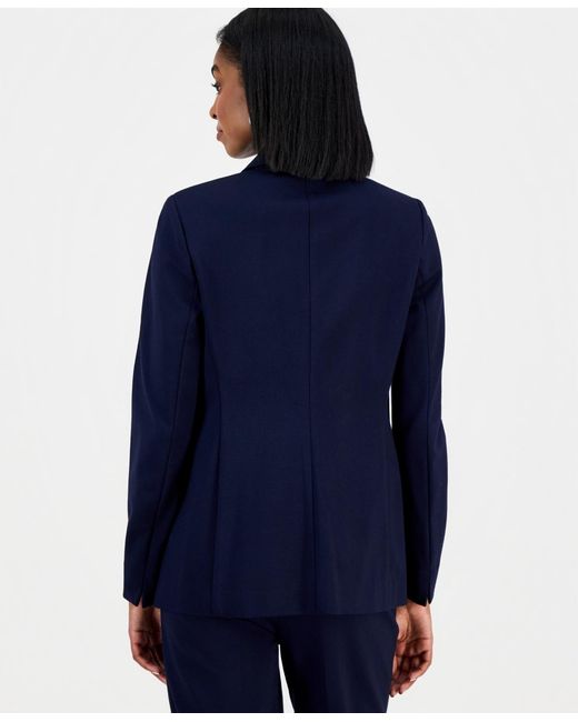 BarIII Blue Compression Notch-collar Single Button Blazer