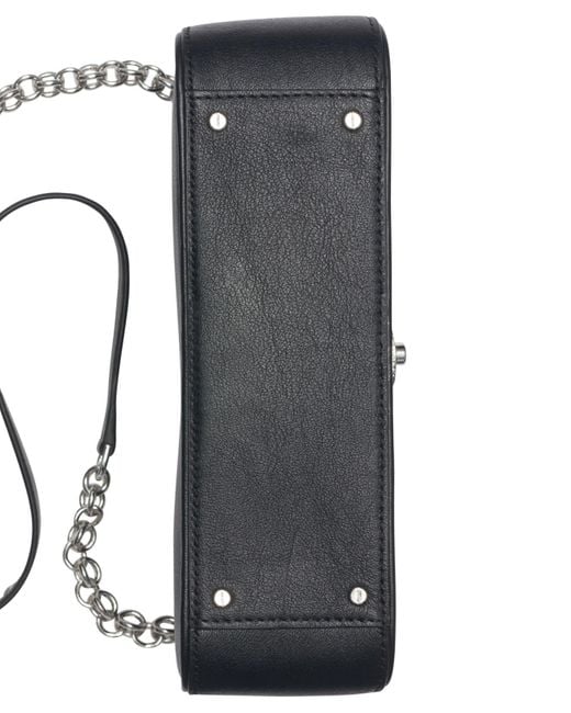 Calvin Klein Lock Leather Shoulder Bag in Black/Silver (Black) - Lyst