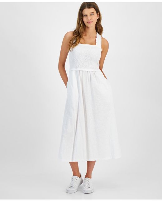 Tommy Hilfiger White Square-neck Cotton A-line Dress