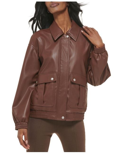 Levi's Fauxleather Relaxed Dad Bomber Jacket in Brown Lyst