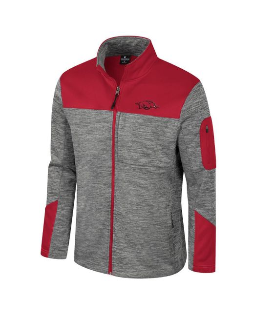 Colosseum Athletics Gray/cardinal Arkansas Razorbacks Guard Full-zip Jacket for men