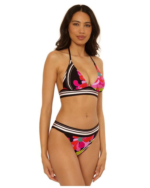 Trina Turk Black Bougainvillea Reversible V-neck Top