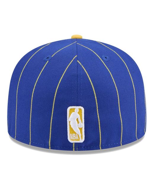 KTZ Blue Royal/gold Golden State Warriors Pinstripe Two-tone 59fifty Fitted Hat for men