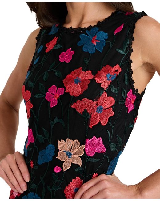 Tahari Sleeveless Embroidered Short Mermaid Dress | Lyst