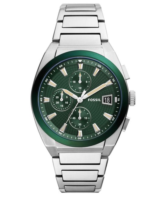 Fossil Satin Everett Chronograph Silvertone Stainless Steel Bracelet