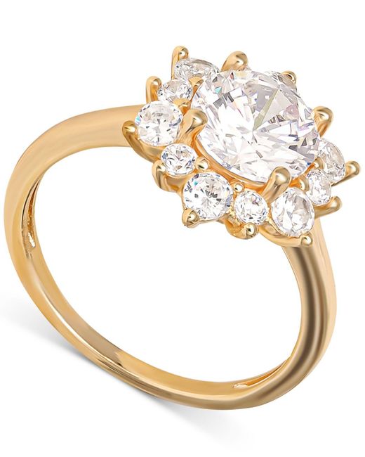 Giani Bernini Metallic Cubic Zirconia Cluster Flower Ring In Gold-plated Sterling Silver, Created For Macy's