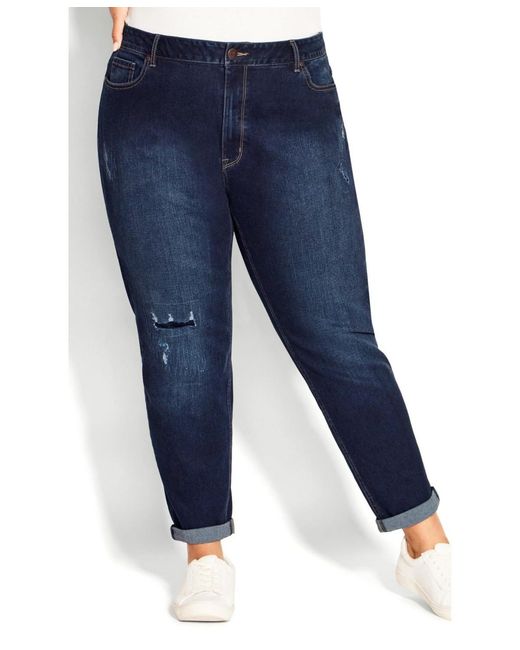 Avenue Blue Plus Size Girlfriend Rip Jean