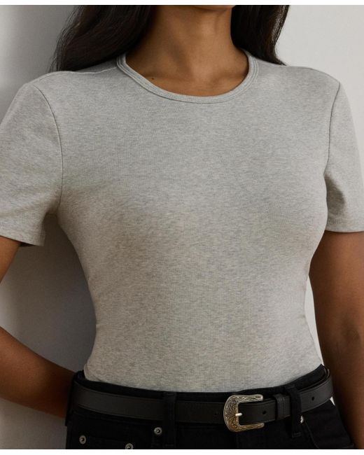 Ralph Lauren Gray Stretch Cotton Crewneck Tee