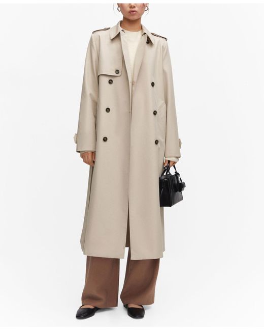 Mango Water-resistant Double Breasted Trench Coat in Natural | Lyst