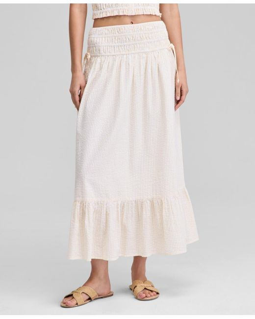 And Now This White Smocked Seersucker Maxi Skirt