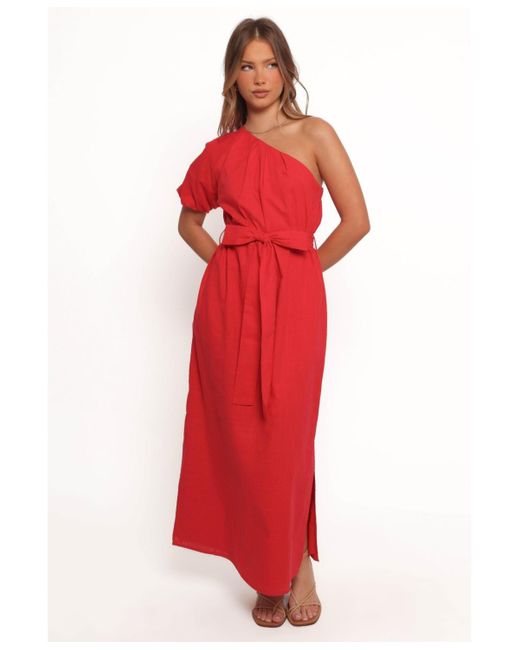 Petal & Pup Red Roma One Shoulder Midi Dress