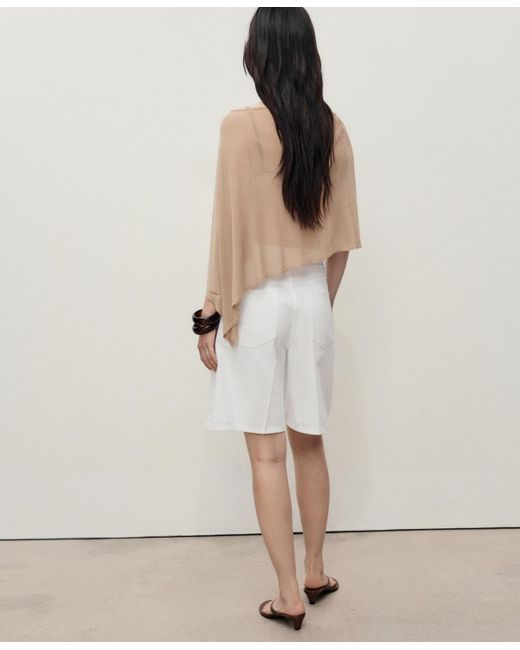 Mango White Straight-fit High-waist Bermuda Shorts
