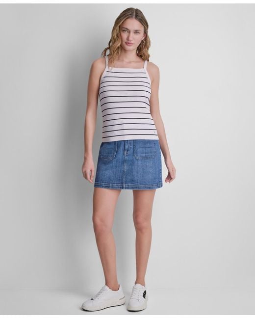 DKNY Blue Square Neck Tank Top