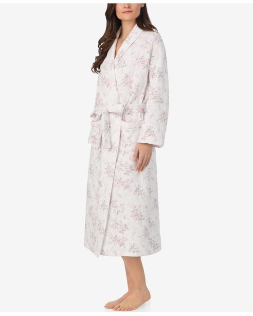 Eileen West White Long Sleeve Diamond Quilt Ballet Wrap Robe