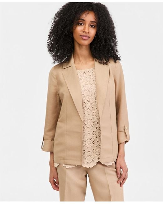 Kasper Natural Petite Notch Collar Jacket