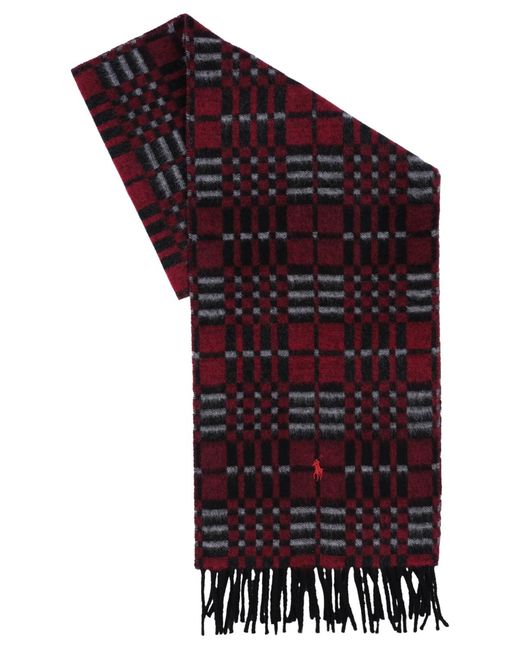 Polo Ralph Lauren Red Jacquard Plaid Scarf for men