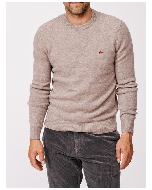 aubi Gray Phillips Lambswool Crew Neck Sweater