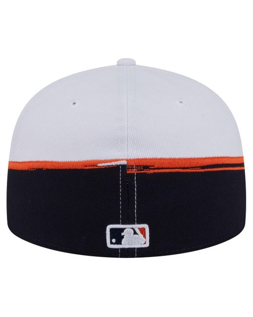 KTZ Navy/white Houston Astros Paint Stroke 59fiftyâ Fitted Hat for men
