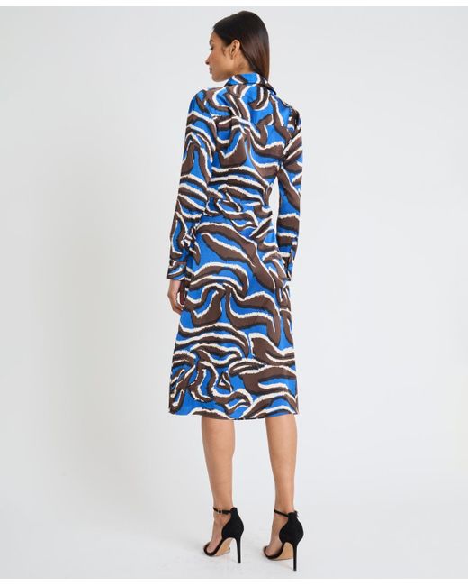 Donna Morgan Blue Collared Chiffon Shirtdress