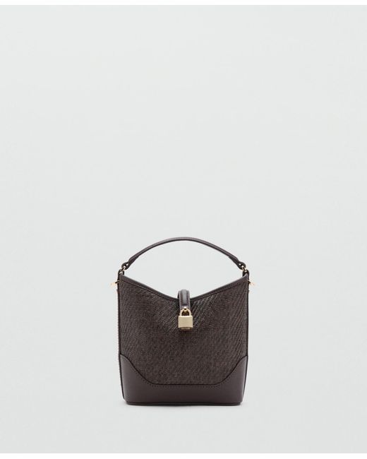 Mango Brown Small Raffia Bucket Bag