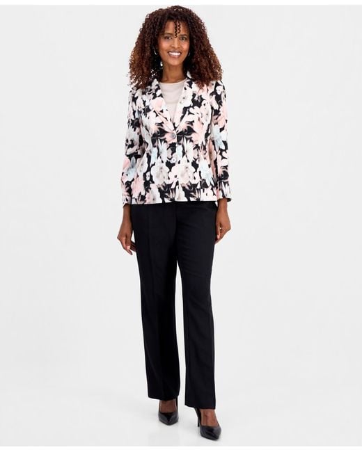 Kasper White Printed Two-button Blazer
