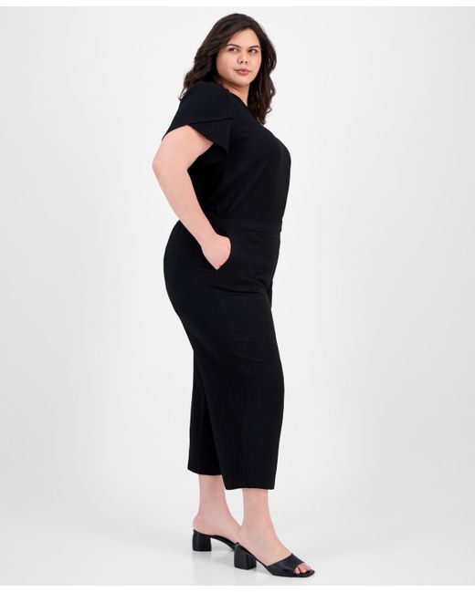 Anne Klein Blue Plus Size High-rise Cropped Pull-on Pants