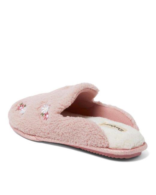 Dearfoams Pink Christmas Tree Teddy Scuff Slipper