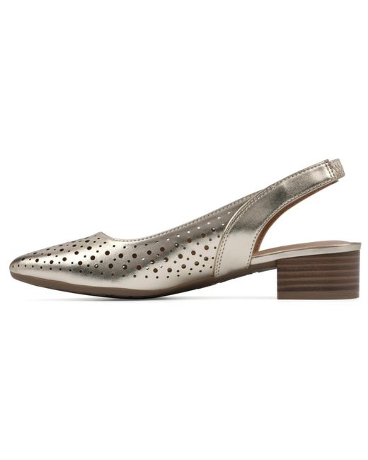 White Mountain Metallic Boronic Block Heel Slingbacks