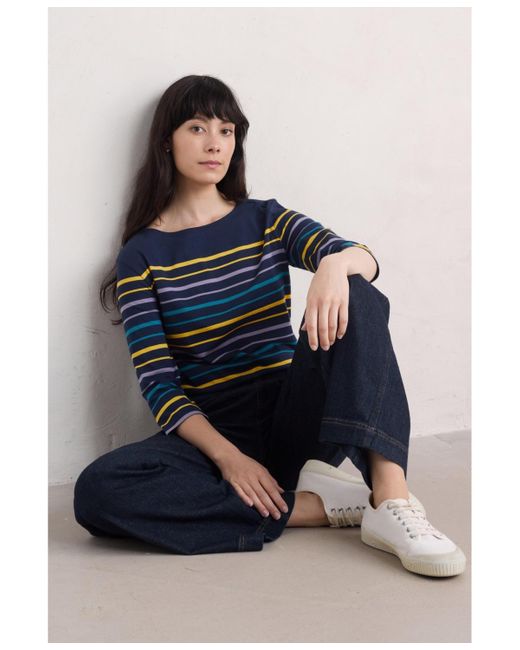 Seasalt Cornwall Blue Sailor Quarter Sleeve Top