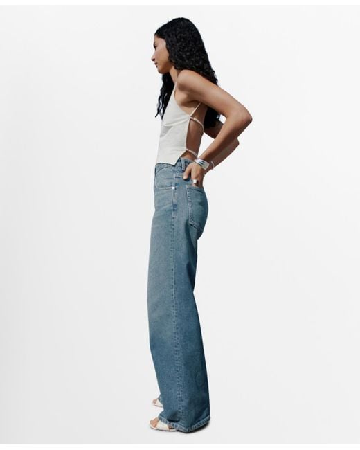 Mango Women's Blue Mid-rise Straight Jeans