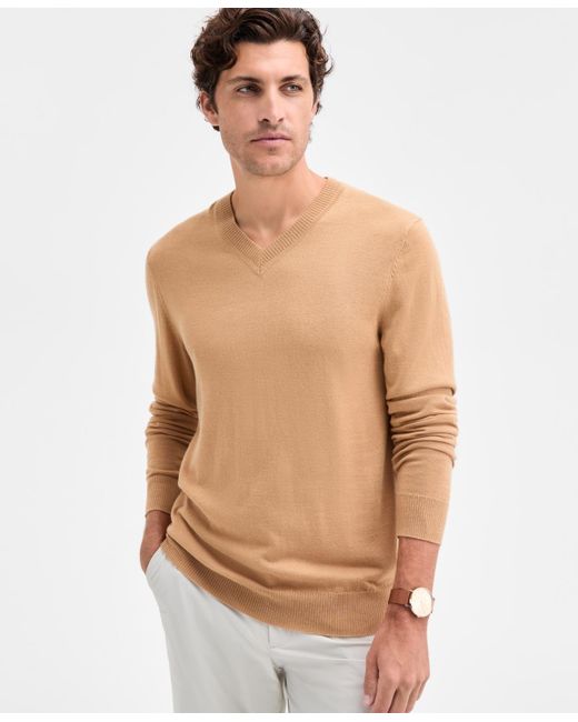 Alfani Long-sleeve V-neck Merino Sweater for Men Lyst - Main Image