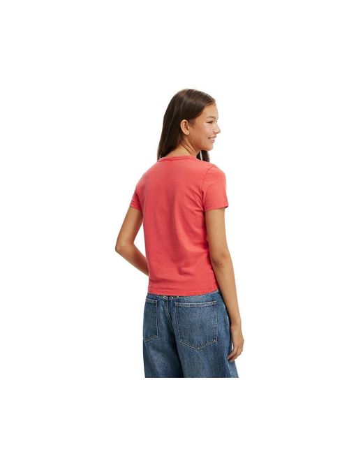 Cotton On Red Fitted Lcn Graphic Longline Tee