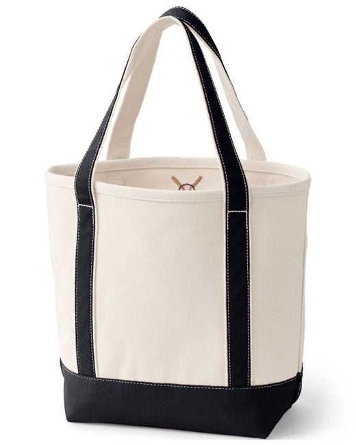 Lands' End Black Medium 5 Pocket Open Top Canvas Tote Bag