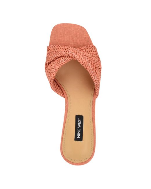 Nine West Pink Nikhil Slip-on Square Toe Wedge Sandals