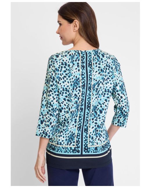 Olsen Blue Modern Animal And Border Print T-shirt