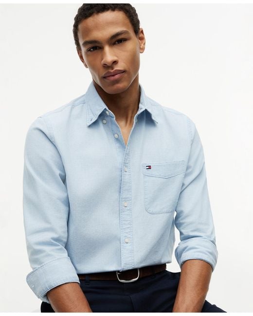 Tommy Hilfiger Blue Chambray Solid Shirt for men