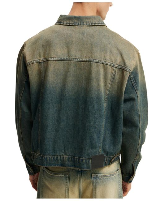 Cotton On Green Denim Trucker Jacket for men