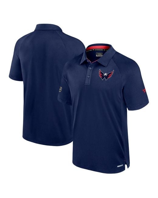 Fanatics Blue Â Washington Capitals Authentic Pro Rink Raglan Polo Shirt for men