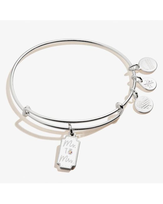 ALEX AND ANI White Ms To Mrs Charm Bangle Bracelet Color Infusion