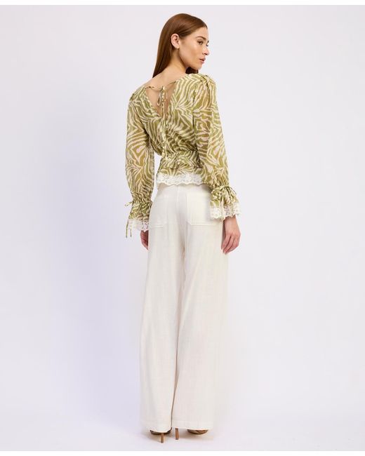 En Saison Yellow V-neck Pull-on Top
