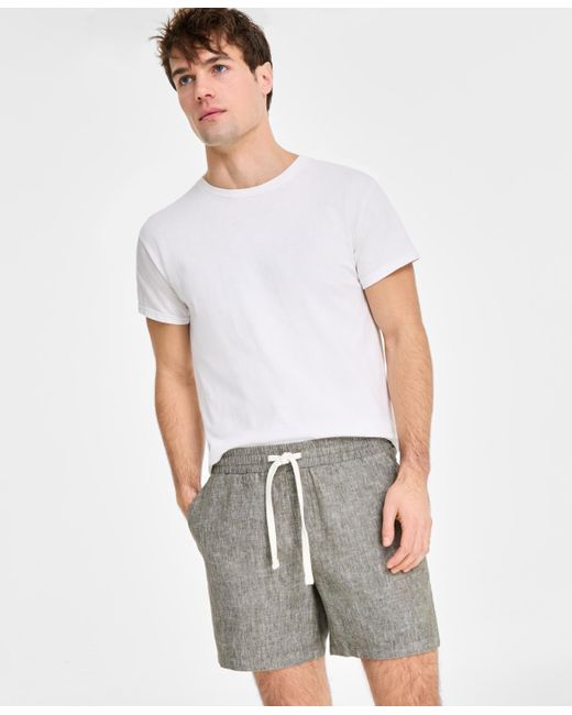 Sun & Stone Gray Sun + Stone Chase Regular-fit 6" Linen Blend Shorts for men