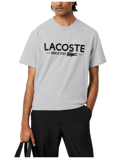 Lacoste Gray Classic-fit Logo Graphic T-shirt for men