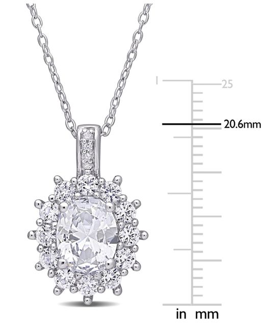Macy's White Gemstone & Diamond Accent Halo 18" Pendant Necklace