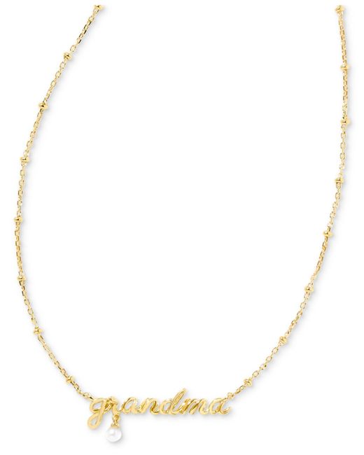 Kendra Scott Metallic 14k Gold-plated Cultured Freshwater Pearl Grandma Script 19" Adjustable Pendant Necklace