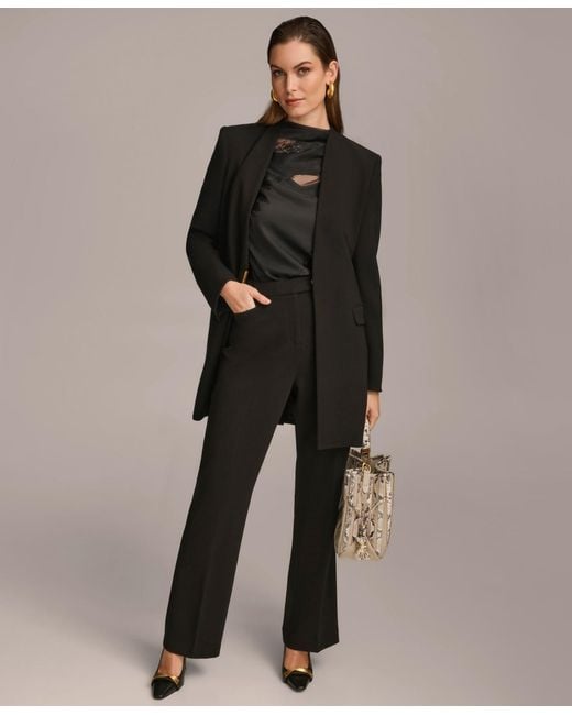 Donna Karan Black Collarless Hardware Blazer